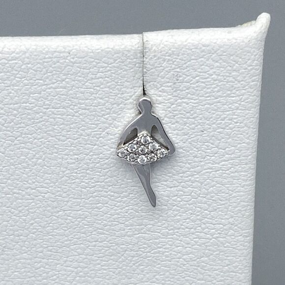 Ballerina Dancer Girl Rhinestone Tutu Stud Earrings | Vintage Sterling 925 - Picture 5 of 6